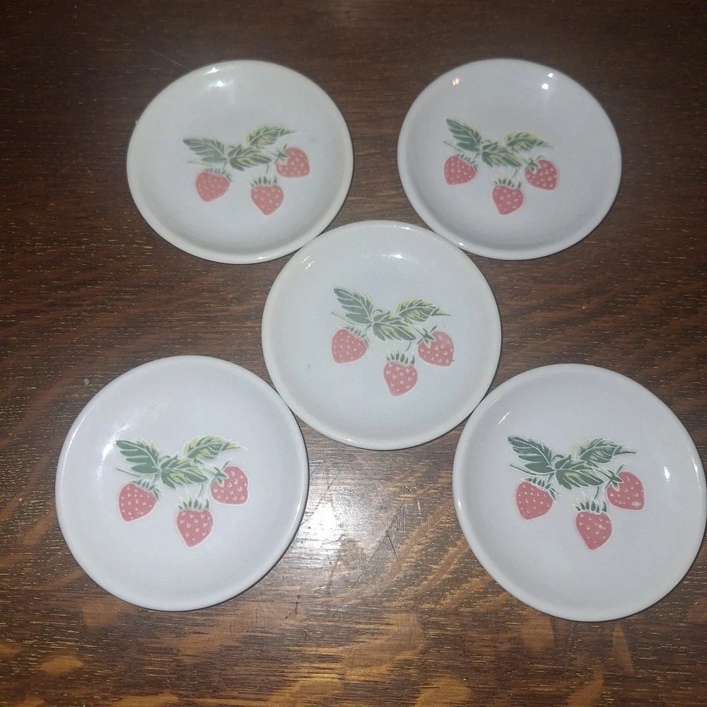 Vtg Frenzy Toys Strawberry Porcelain Child Tea Party Set Miniature Butter Pats